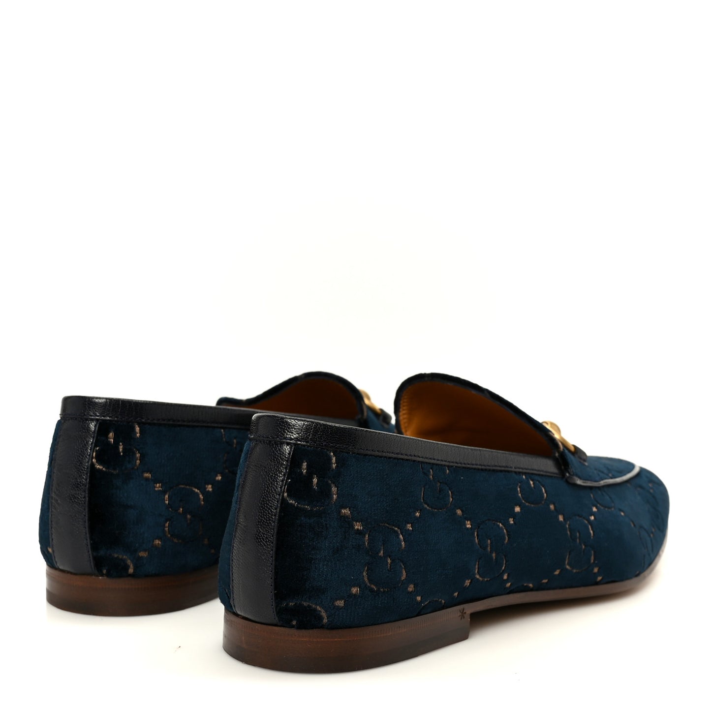 Velvet GG Monogram Horsebit Mens Jordaan Loafers  11 Blue Beige