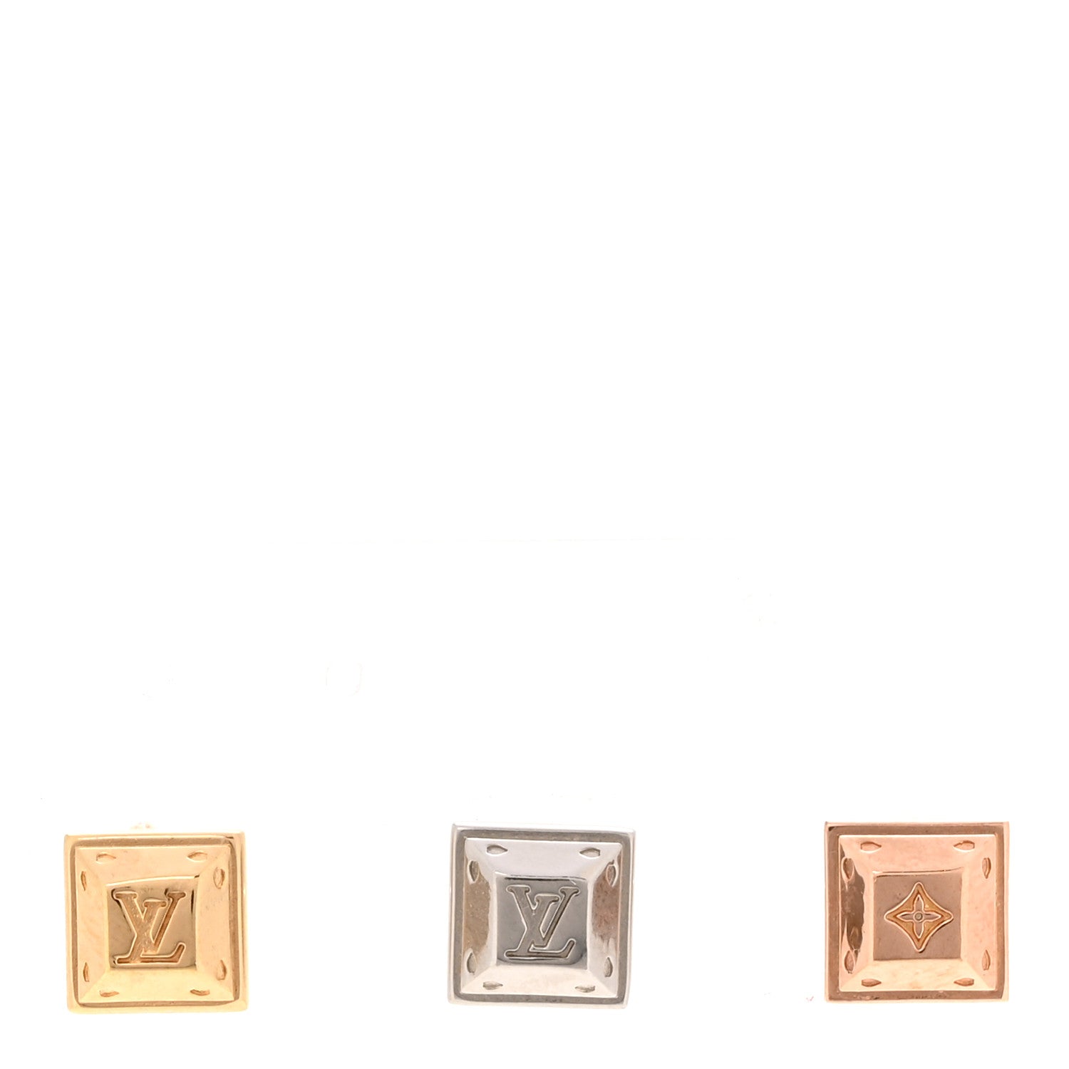 Louis Vuitton Nanogram Tennis Earrings Set of 3 Gold Silver Pink 1 of 4