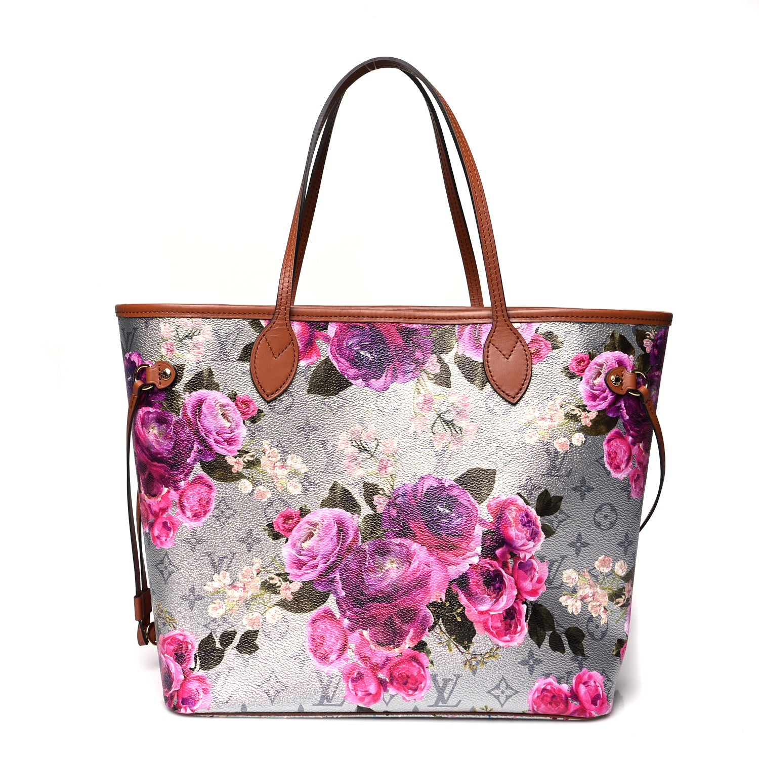 Louis Vuitton Metallic Monogram LV Garden Neverfull MM Silver 3 of 11