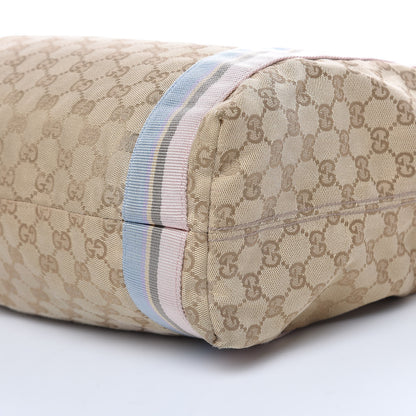 Gucci GG Monogram Medium Web Handle Vertical Tote Pink Blue 10 of 11