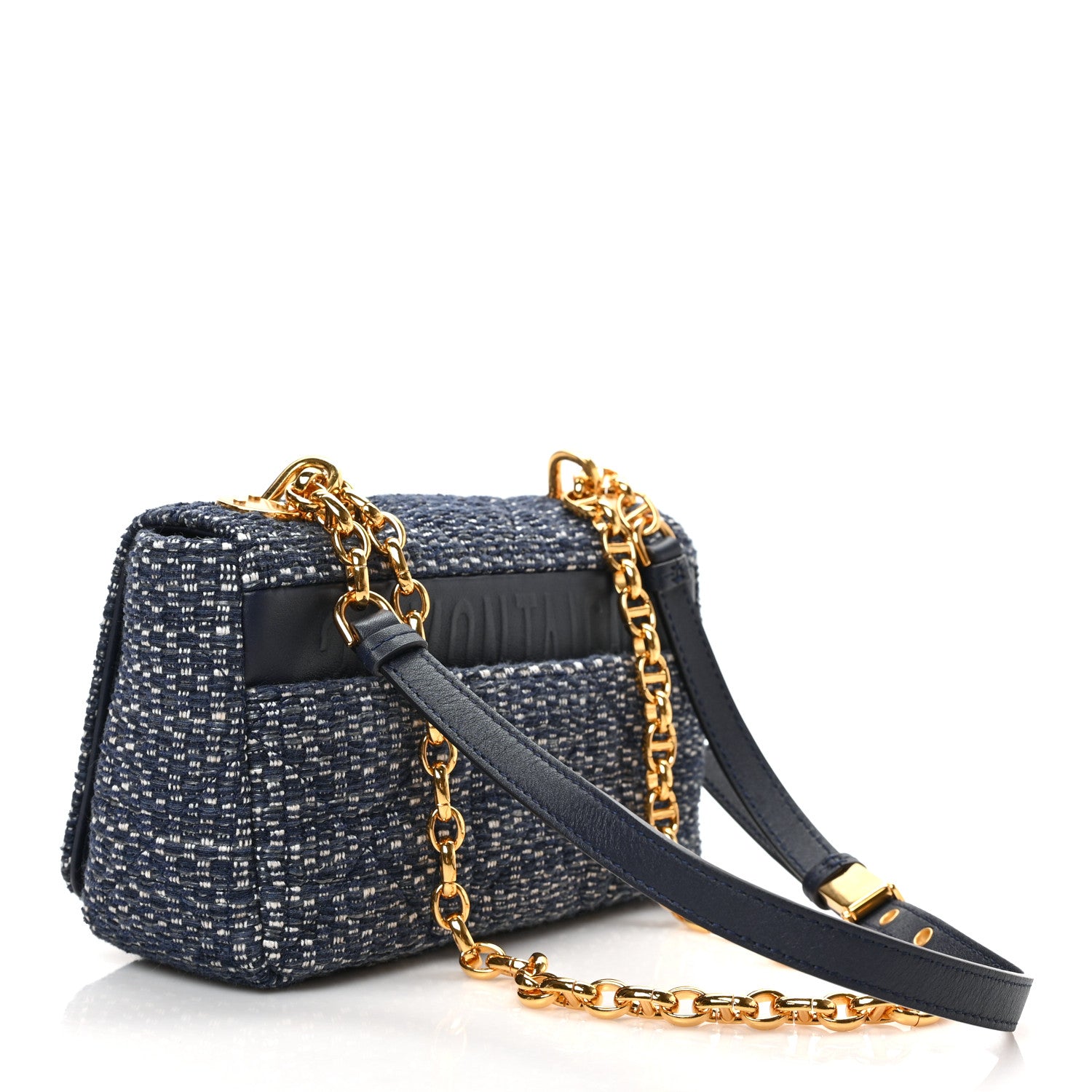 Christian Dior Tweed Cannage Small Caro Bag Dark Blue 3 of 8