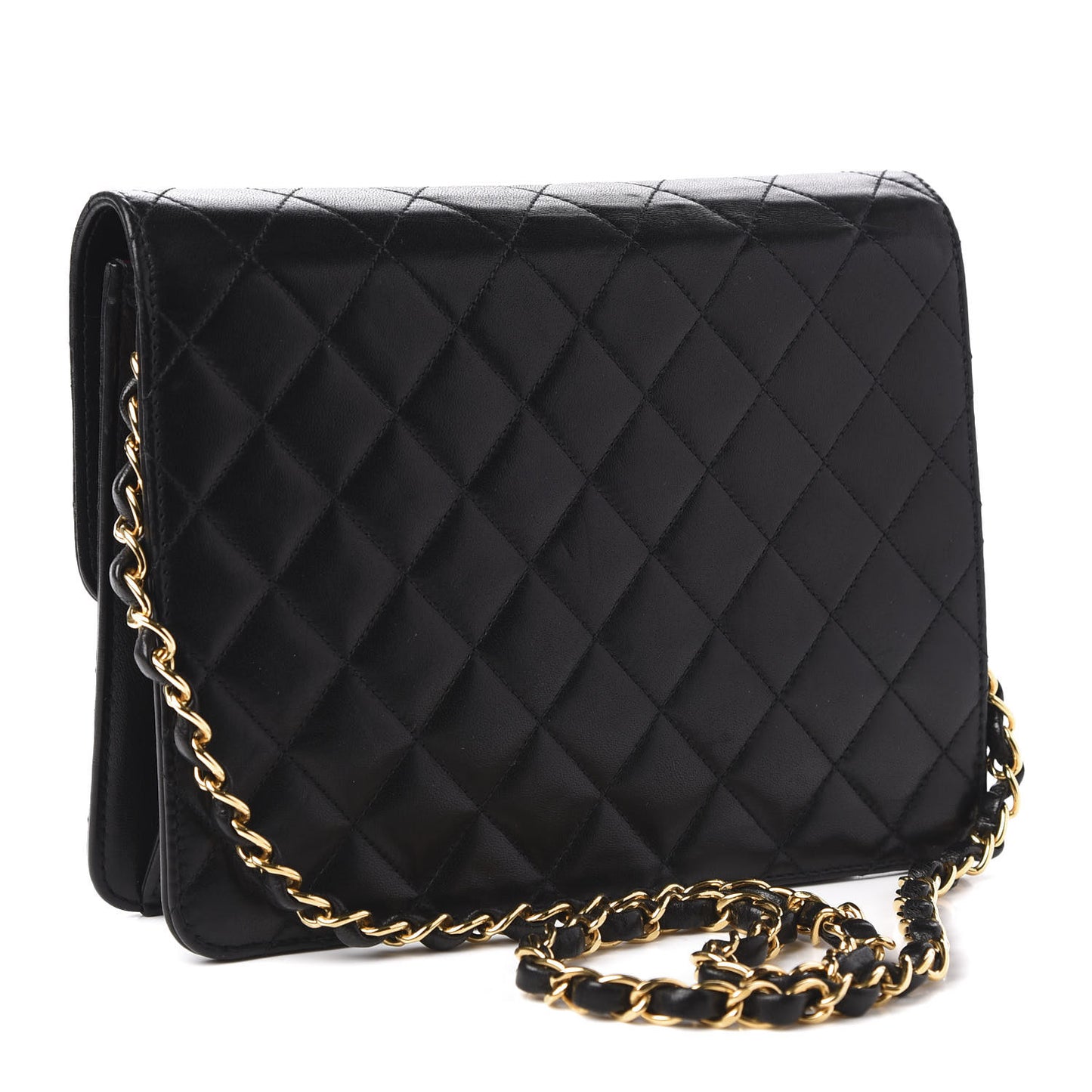 Lambskin Quilted Small Single Flap Bag Black