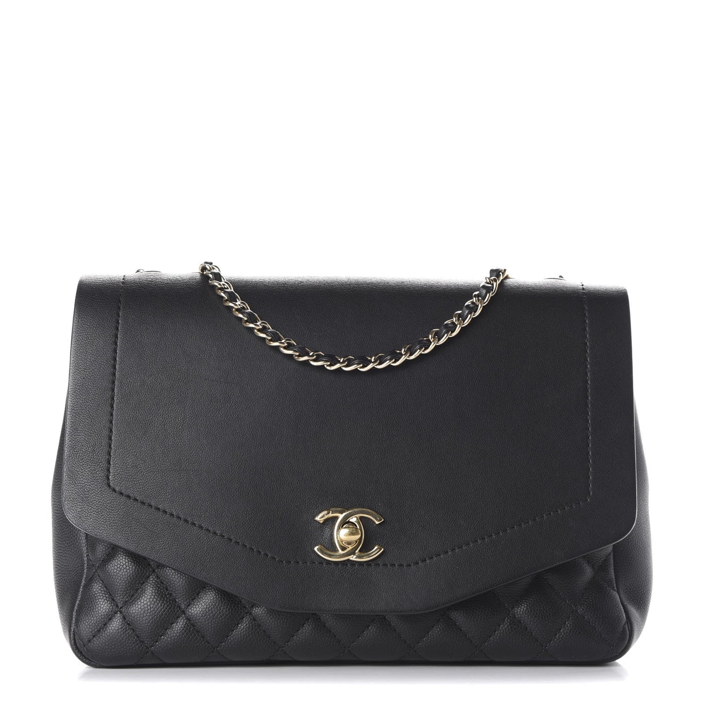 Calfskin Caviar Quilted Flap Black