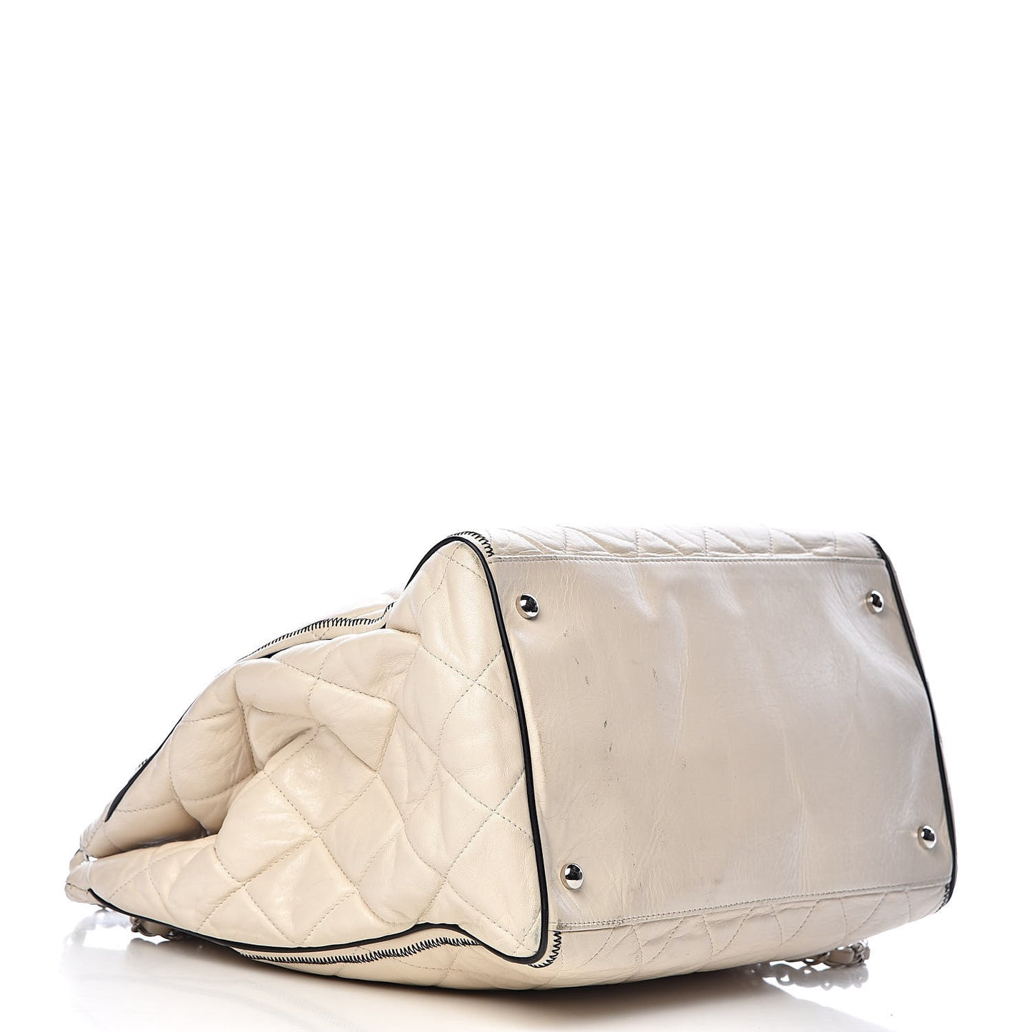 Lambskin Quilted East West Tote Ivory