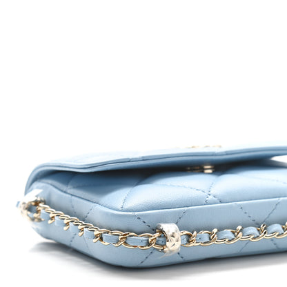 Chanel Lambskin Quilted Chain Around Coin Purse With Chain Light Blue 11 of 12