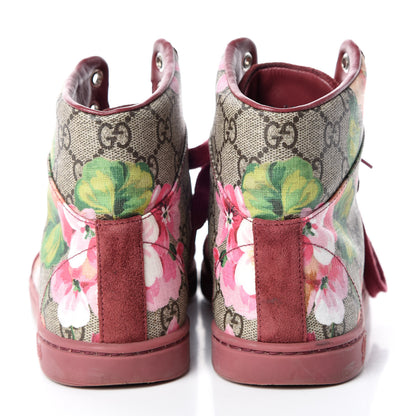 Gucci GG Supreme Monogram Blooms Womens High Top Sneakers 38 Beige Multicolor Dry Rose 13 of 15