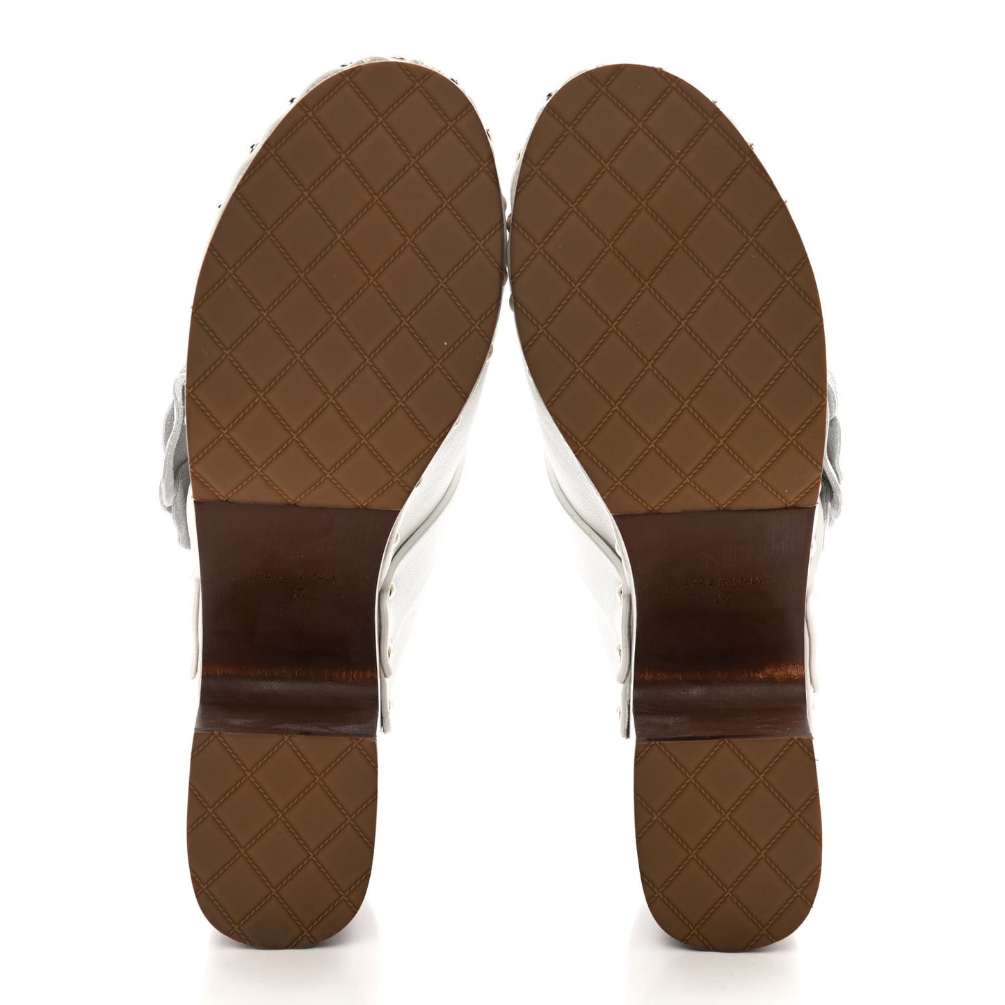 Calfskin Camellia Clogs 37 White