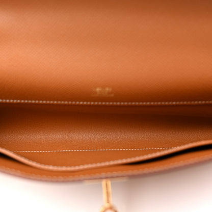 Hermes Epsom Kelly Cut Clutch Pochette Gold 6 of 10