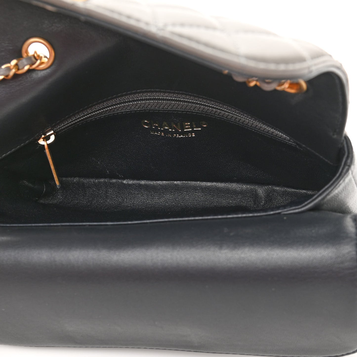Lambskin Quilted Small CC Chic Flap Grey Dark Navy