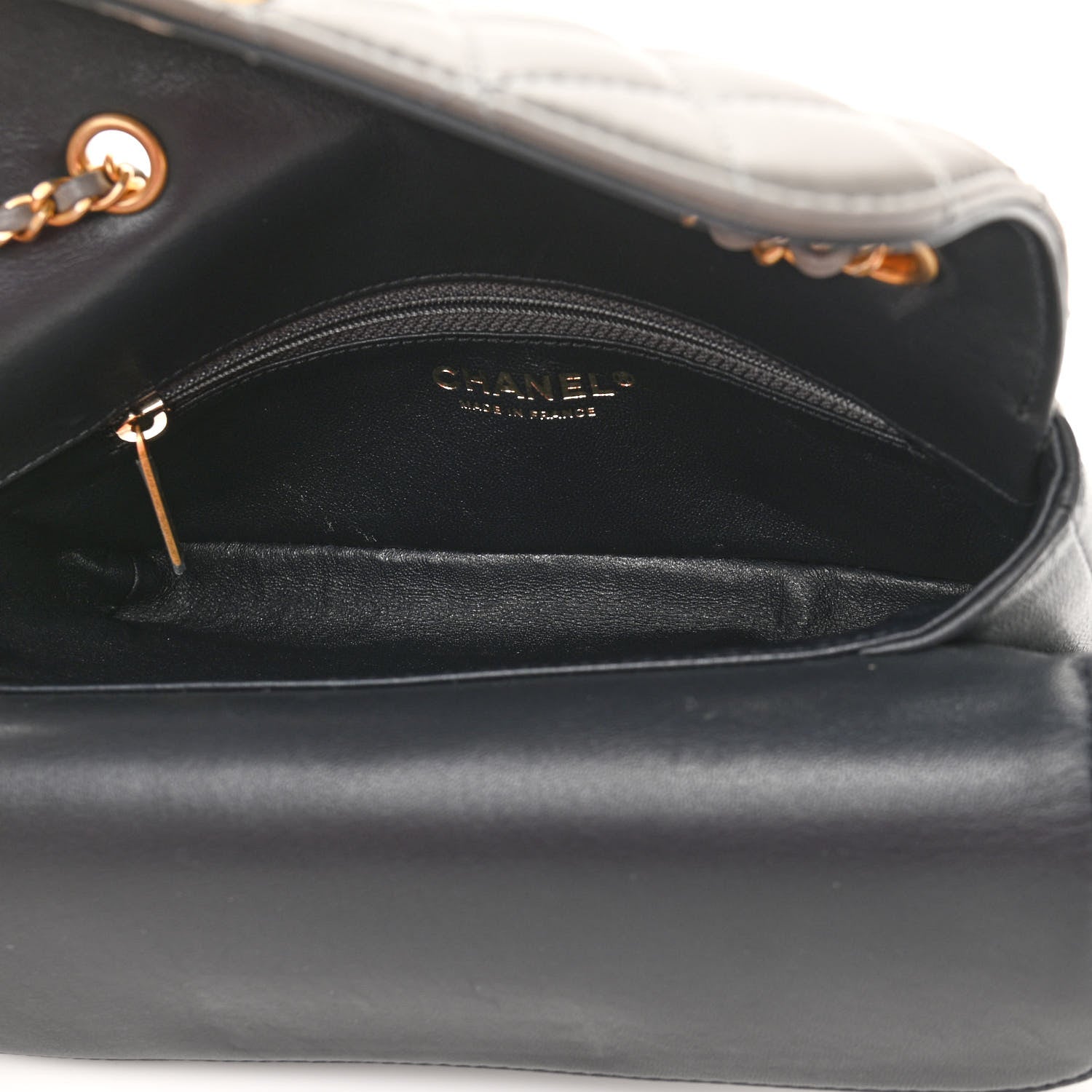 Chanel Lambskin Quilted Small CC Chic Flap Grey Dark Navy 6 of 11