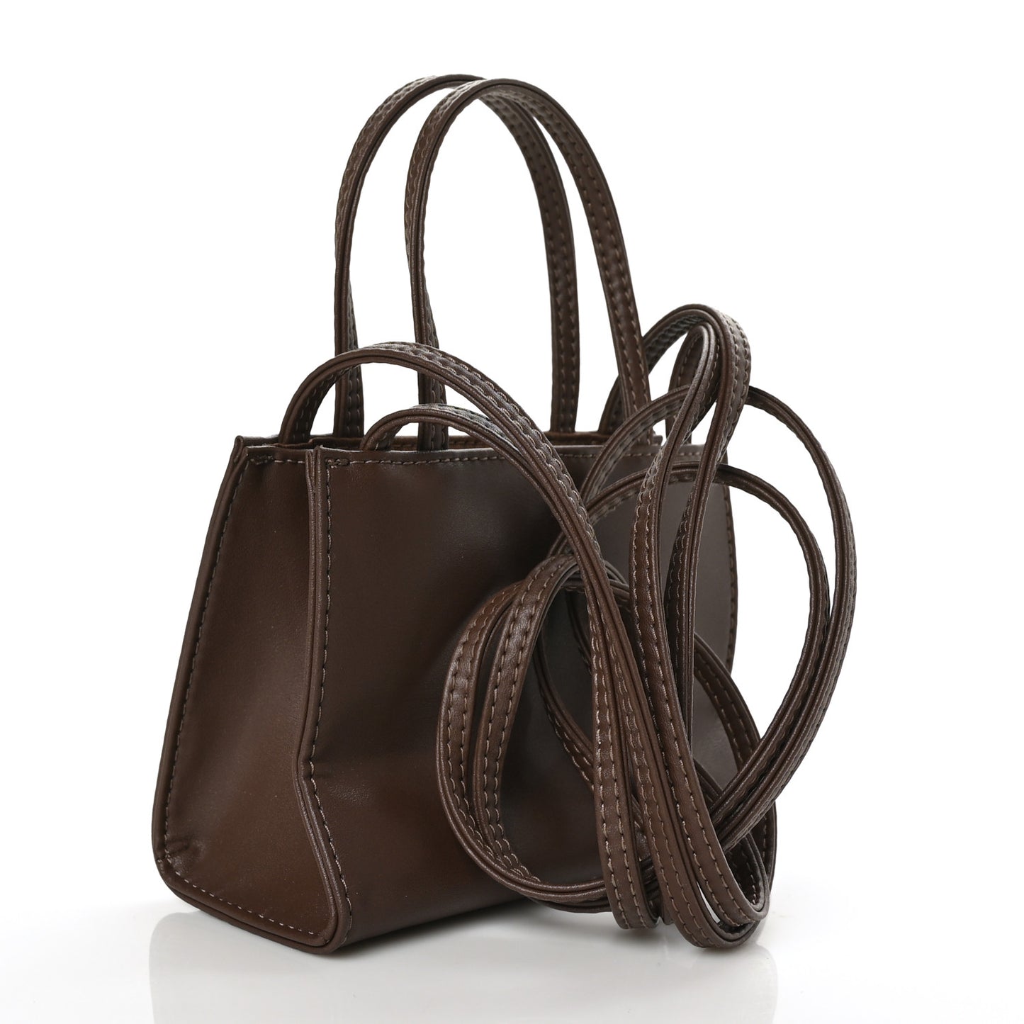 Vegan Leather Small Shopping Bag Chocolate