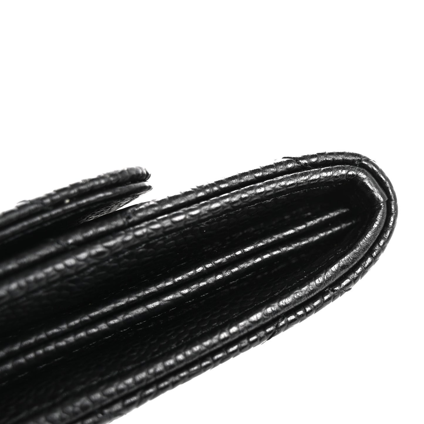 Caviar Quilted Large Gusset Flap Wallet Black