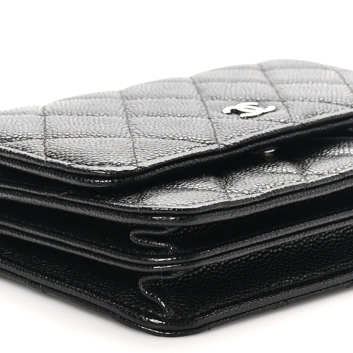 Caviar Quilted Mini Wallet On Chain WOC Black