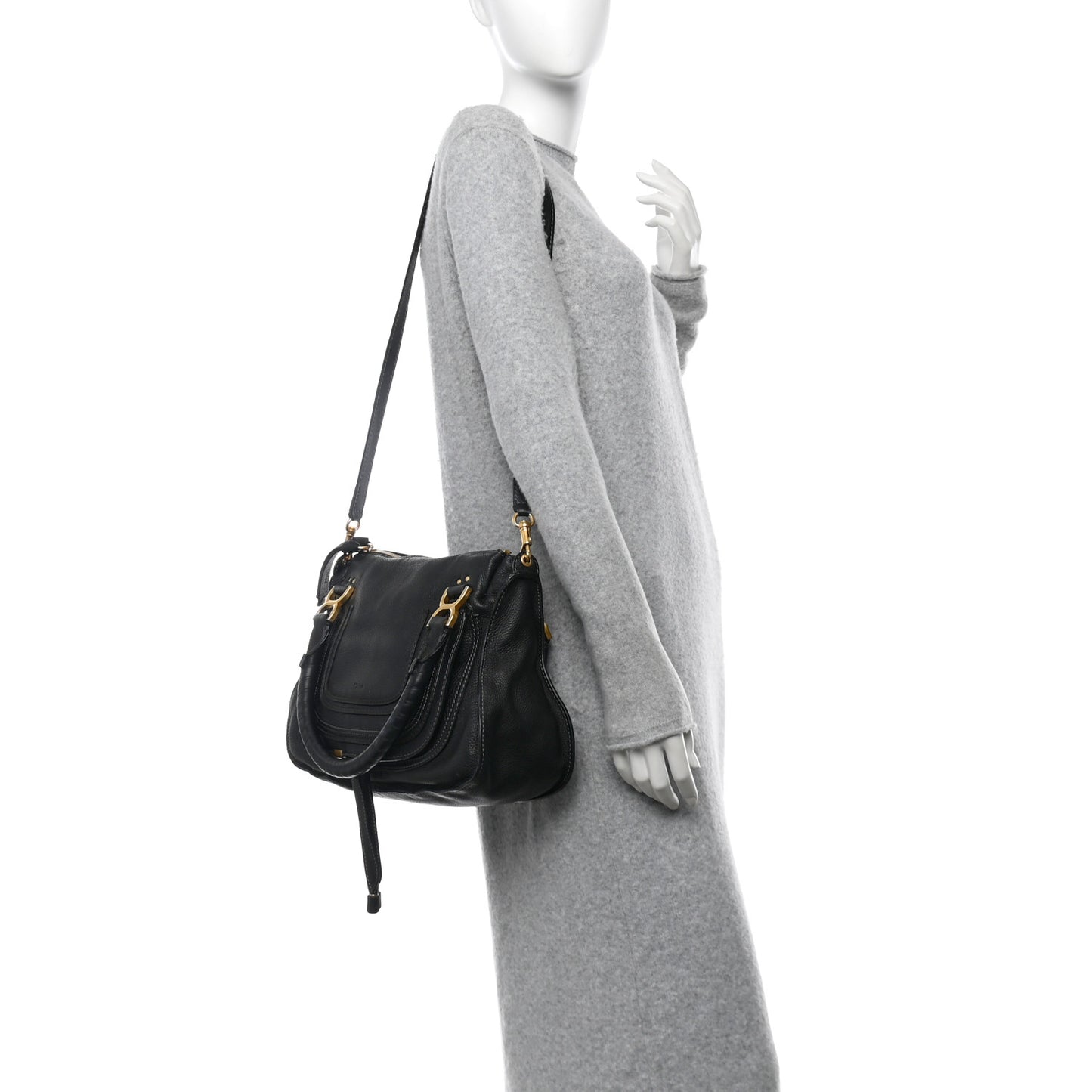 Calfskin Medium Marcie Satchel Black