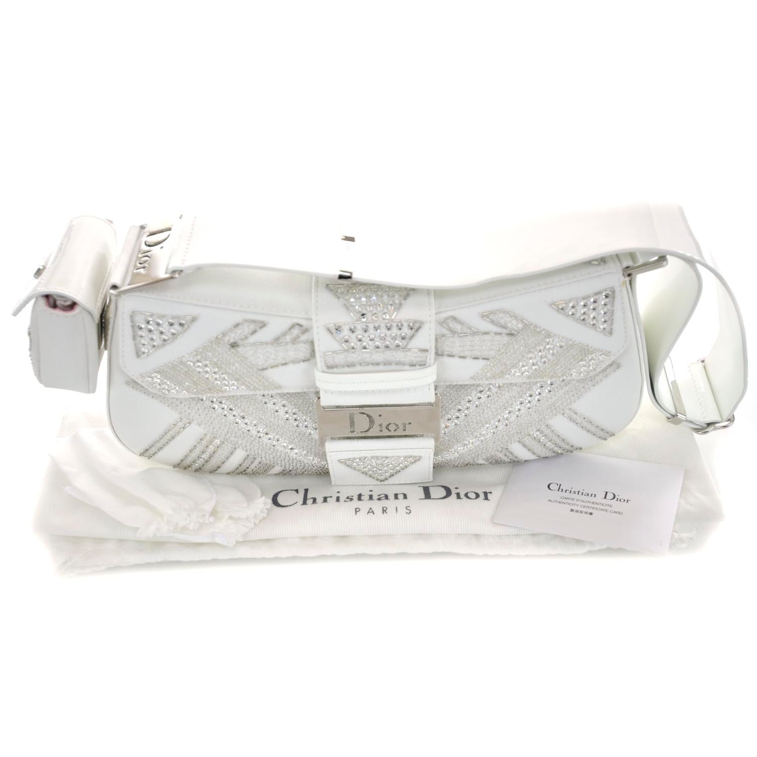 Christian Dior Beaded Sequin Street Chic Columbus Avenue Bag White 7 of 11