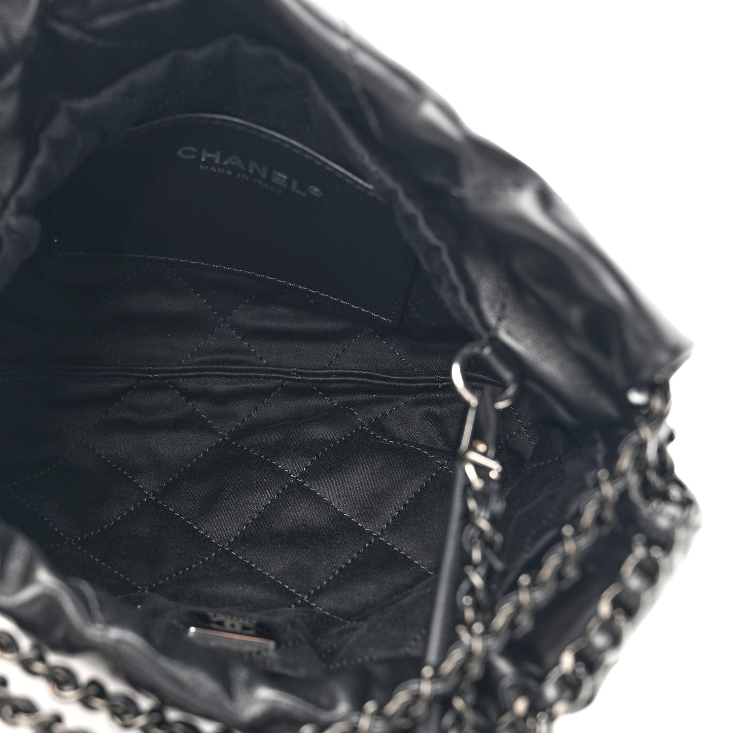Shiny Calfskin Quilted Mini Chanel 22 So Black