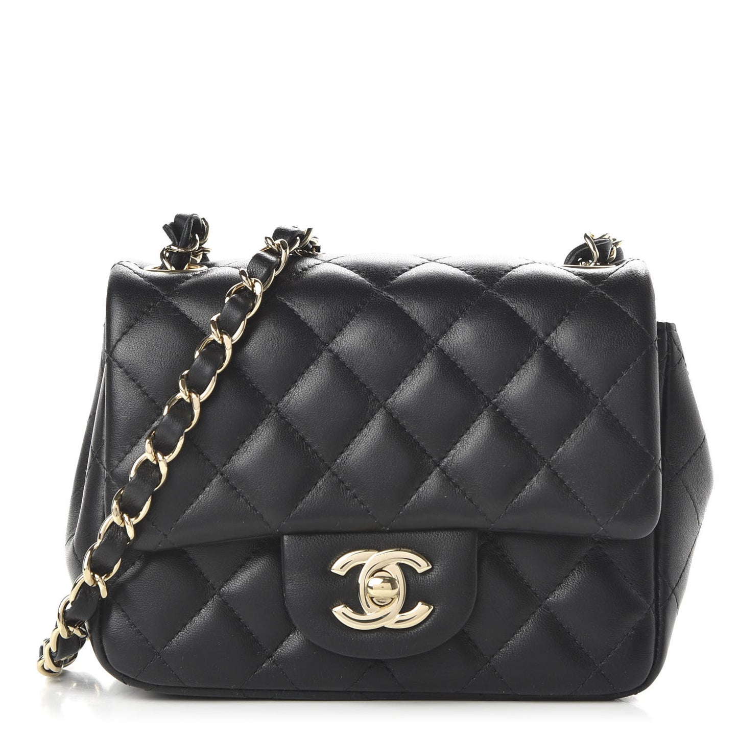 Lambskin Quilted Mini Square Flap Black