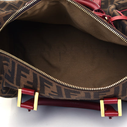Fendi Zucca Calfskin Medium Convertible Boston Satchel Tobacco Granada 4 of 4
