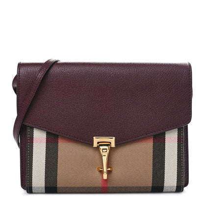 Burberry Derby Calfskin House Check Small Macken Crossbody Bag Mahogany Red 1 of 9