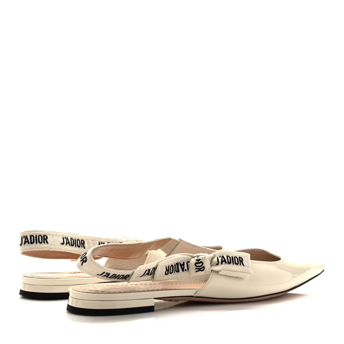 Patent Ribbon J'Adior Slingback Ballet Flats 41 Off White