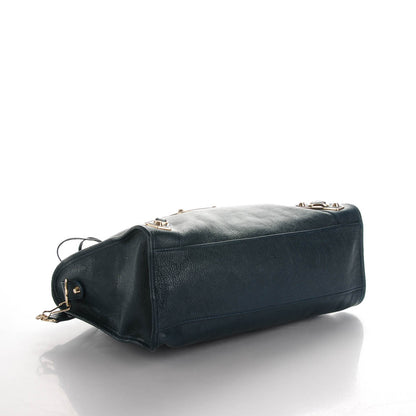 Balenciaga Chevre Gold Metallic Edge Hardware City Bleu Paon 4 of 7