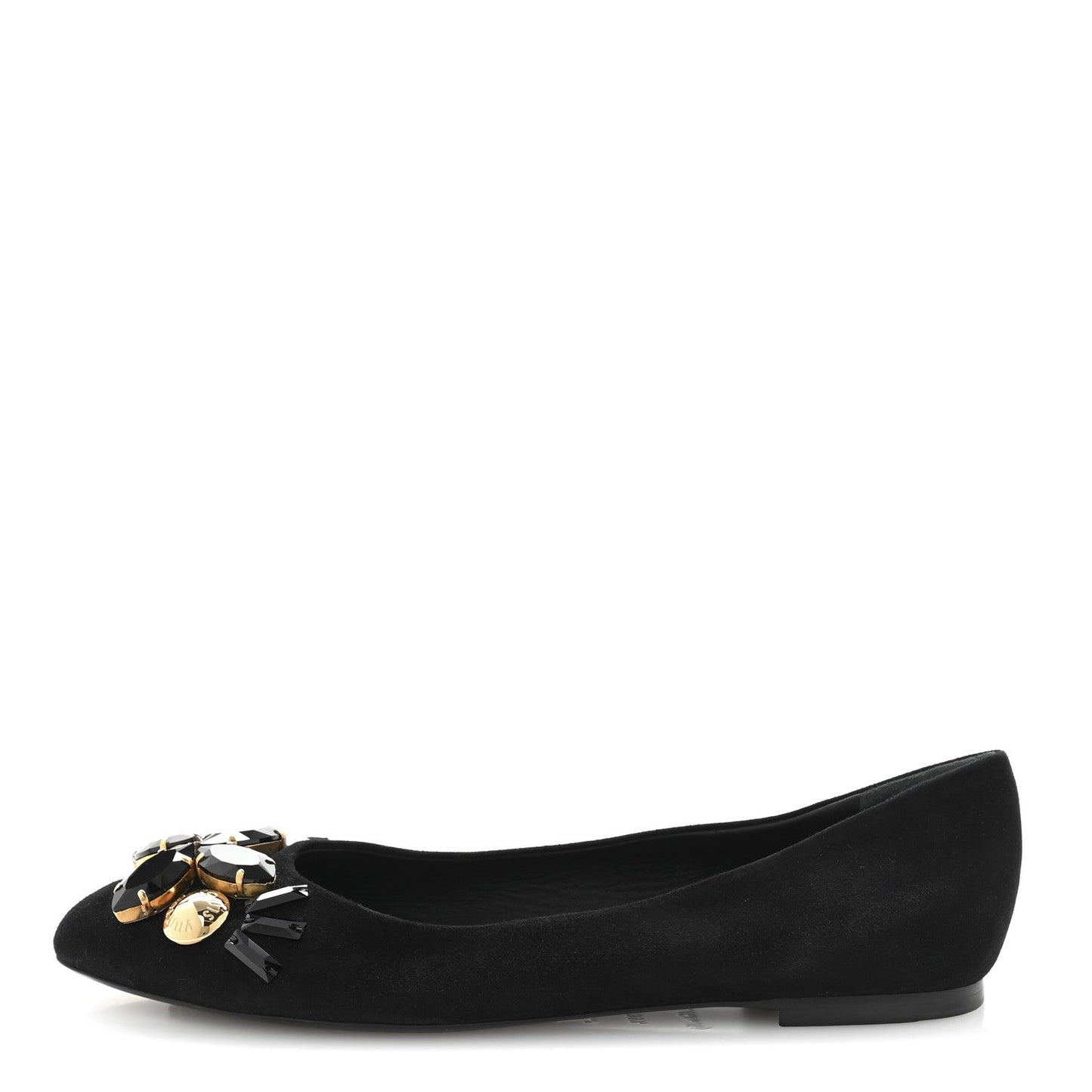 Suede Embellished Ballet Flats 39.5 Black