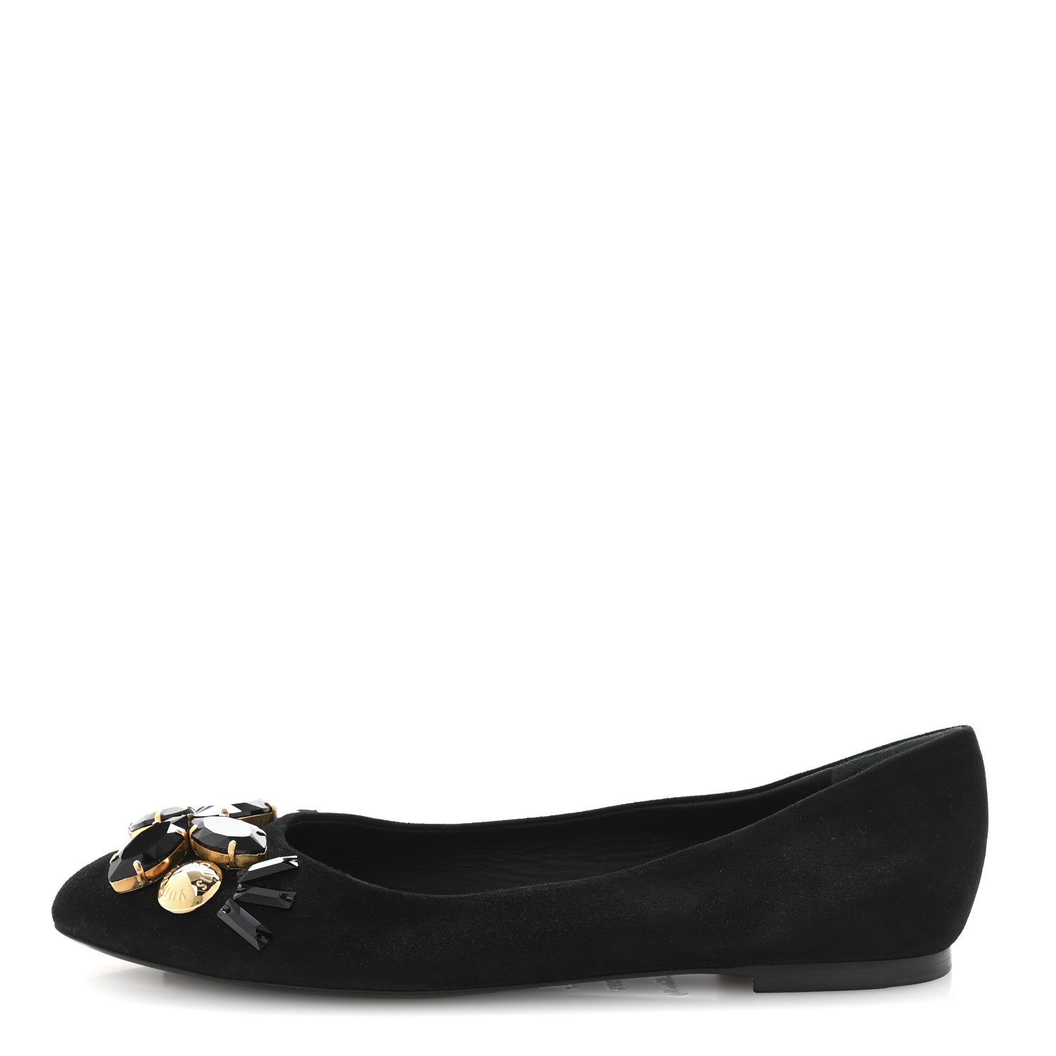 Louis Vuitton Suede Embellished Ballet Flats 39.5 Black 1 of 9