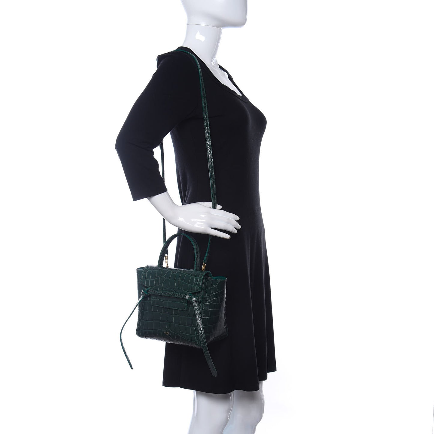 Calfskin Crocodile Embossed Nano Belt Bag Amazone