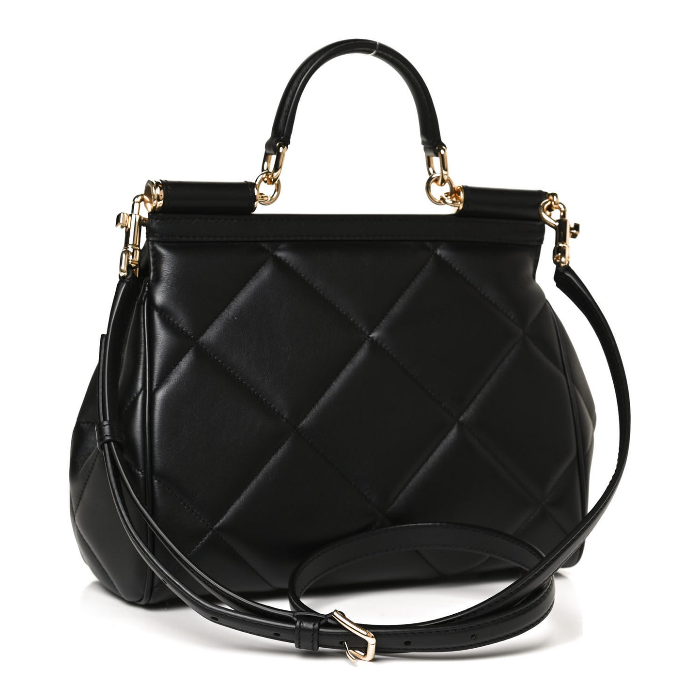 Calfskin Quilted Medium Miss Sicily Satchel Black
