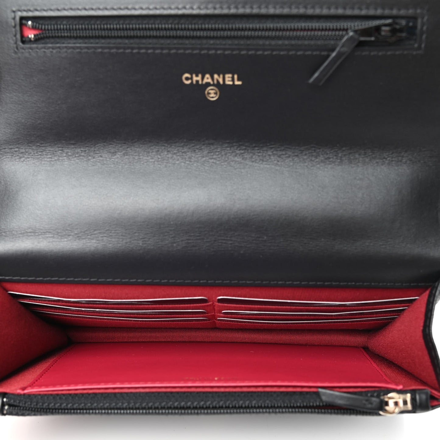 Shiny Goatskin Quilted Chanel 19 Wallet On Chain WOC Black