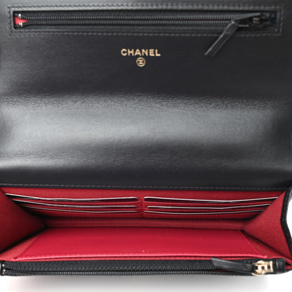 Chanel Shiny Goatskin Quilted Chanel 19 Wallet On Chain WOC Black 4 of 4