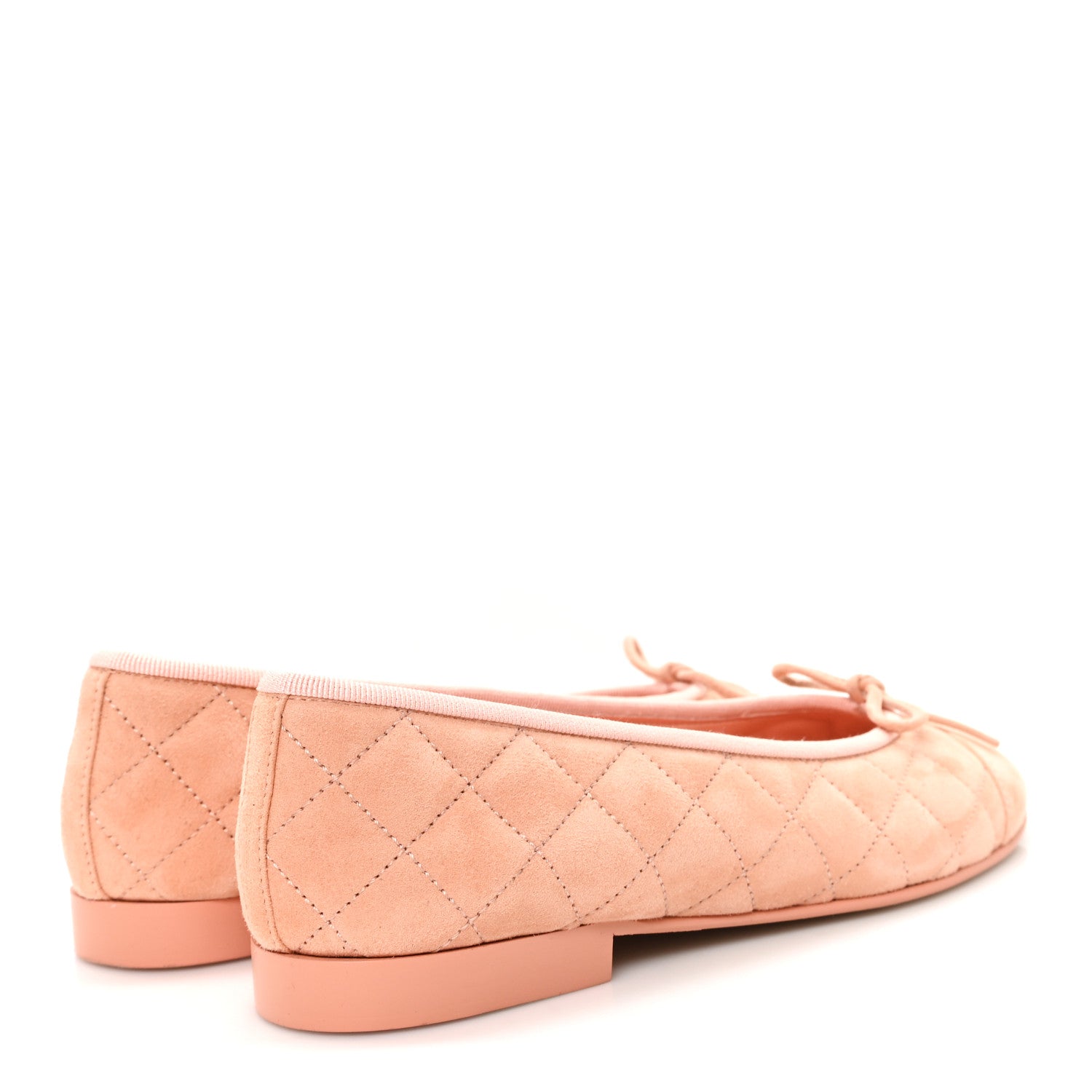 Chanel Suede Calfskin Quilted Cap Toe CC Ballerina Flats 36 Pink 5 of 9