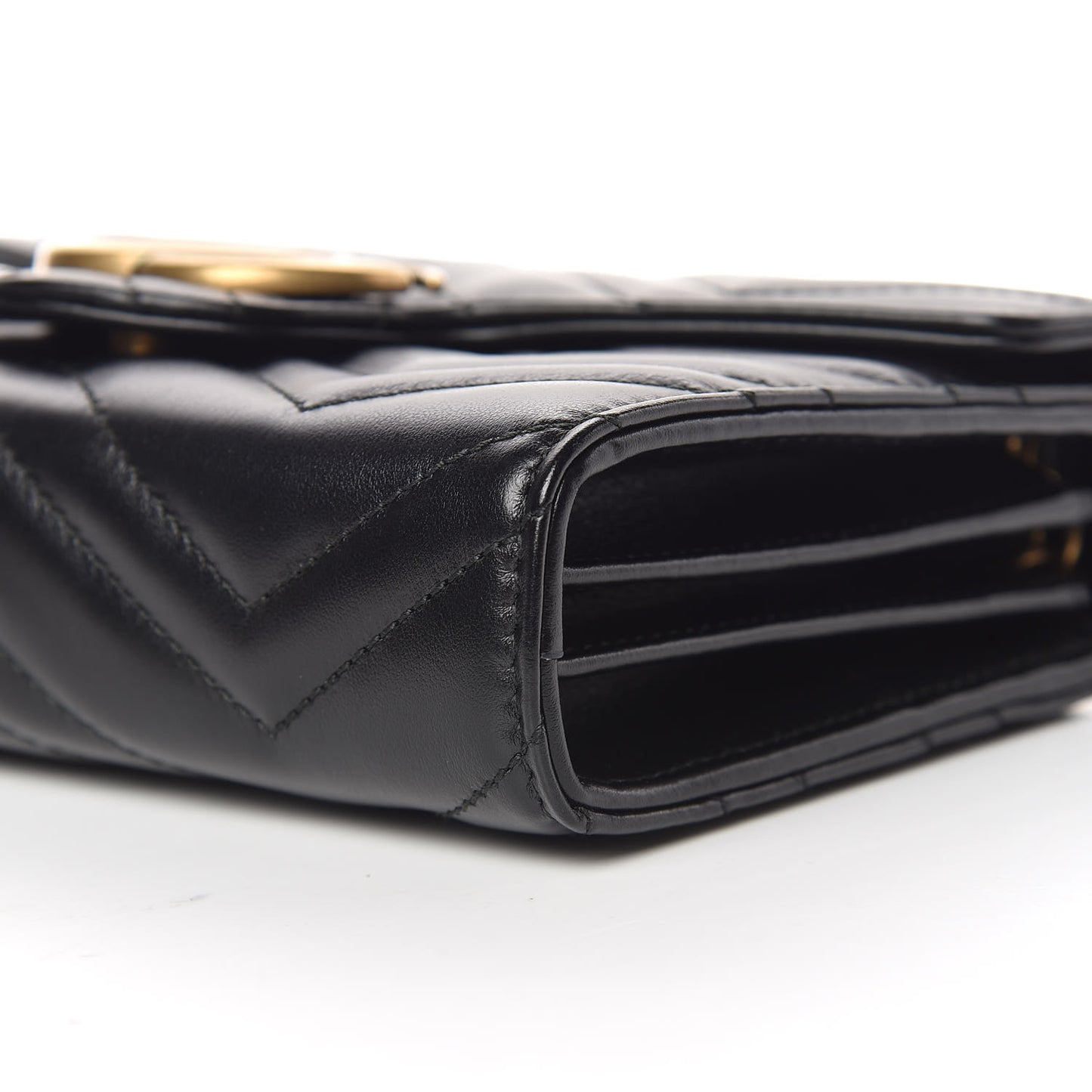 Calfskin Matelasse GG Marmont Chain Wallet Black