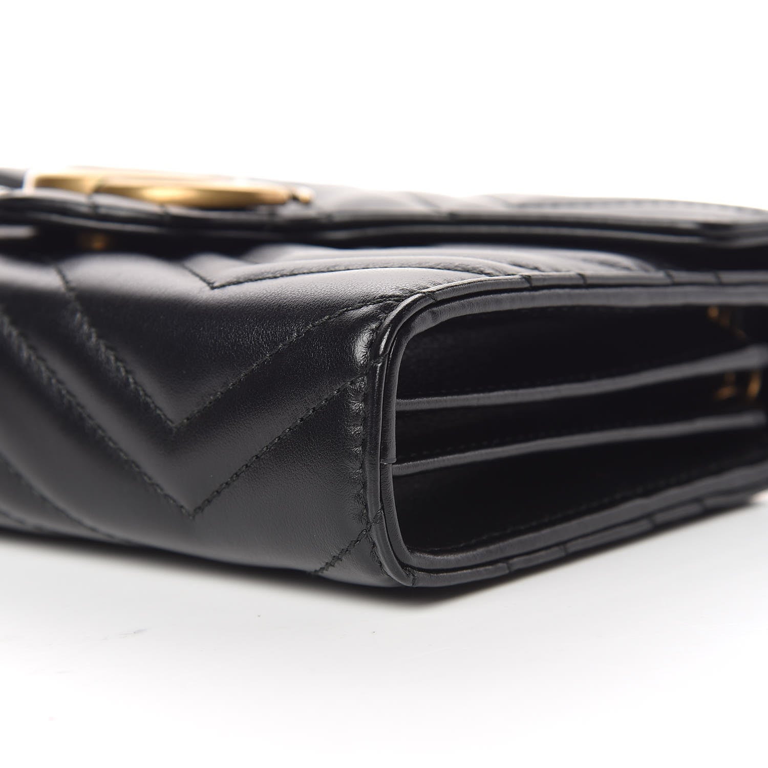 Gucci Calfskin Matelasse GG Marmont Chain Wallet Black 9 of 10