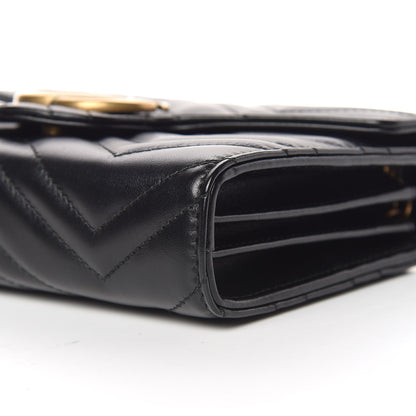 Gucci Calfskin Matelasse GG Marmont Chain Wallet Black 9 of 10