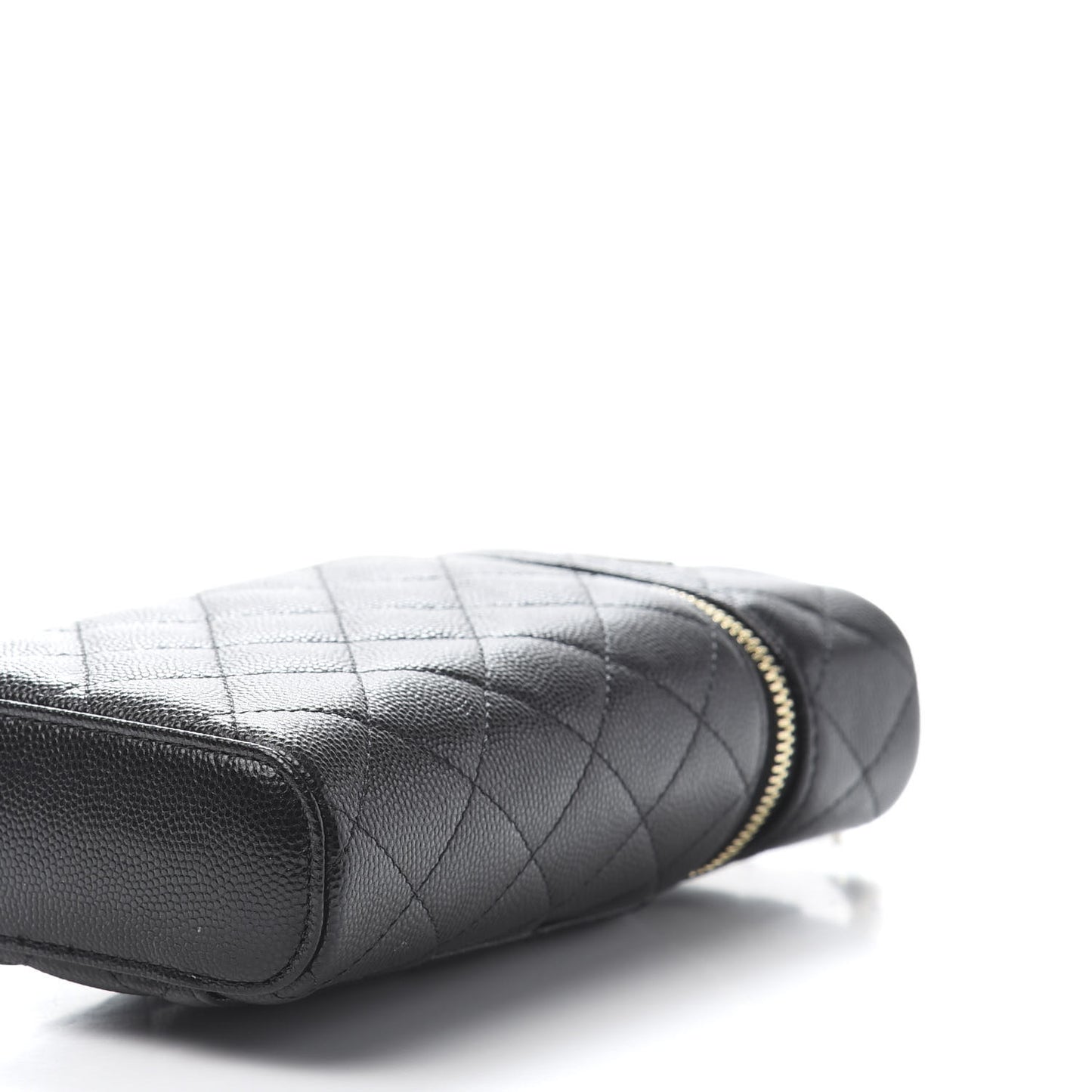 Caviar Quilted Phone Holder With Chain Black