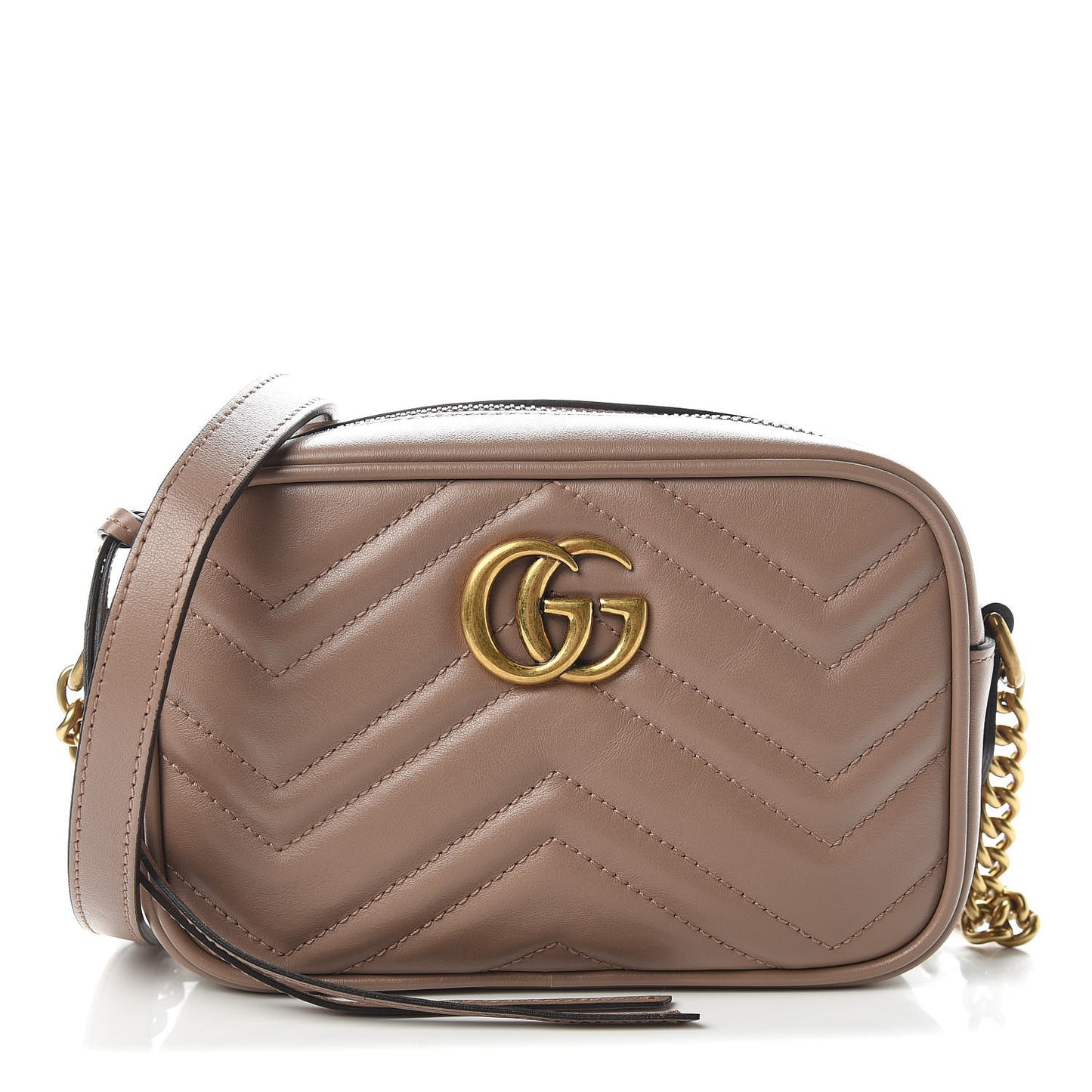 Calfskin Matelasse Mini GG Marmont Chain Shoulder Bag Porcelain Rose