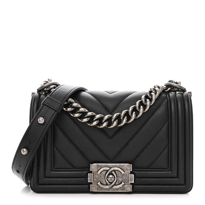 Chanel Calfskin Chevron Quilted Small Boy Flap Black 1 of 10