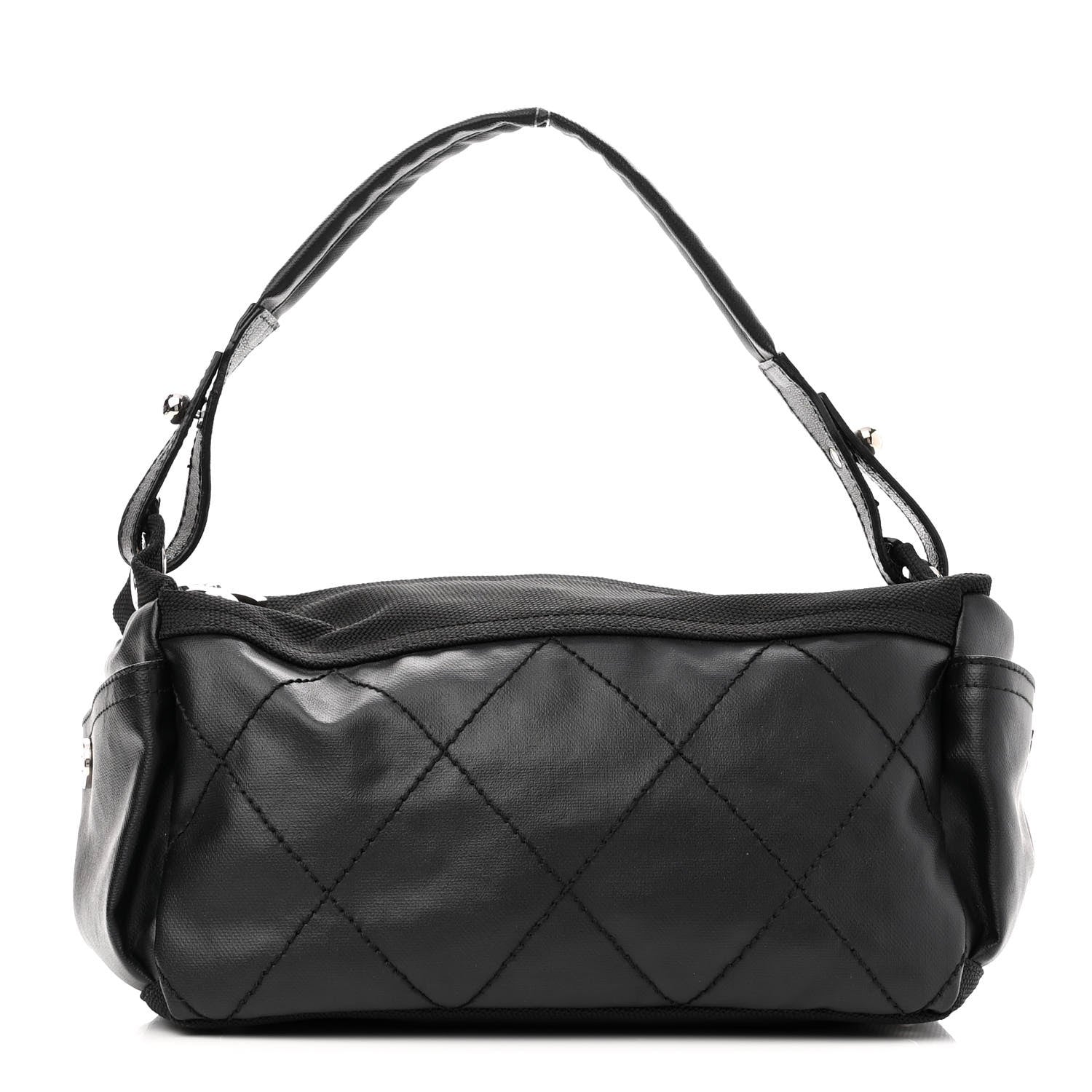 Chanel Coated Canvas Paris Biarritz Hobo Black 1 of 12