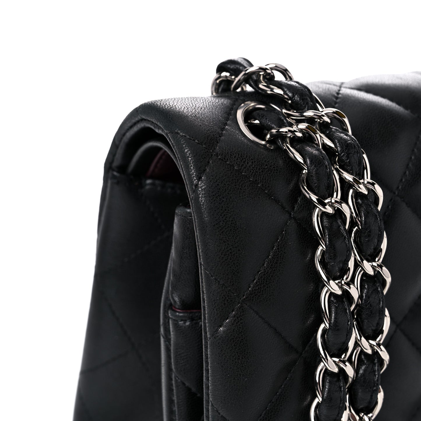 Lambskin Quilted Jumbo Double Flap Black