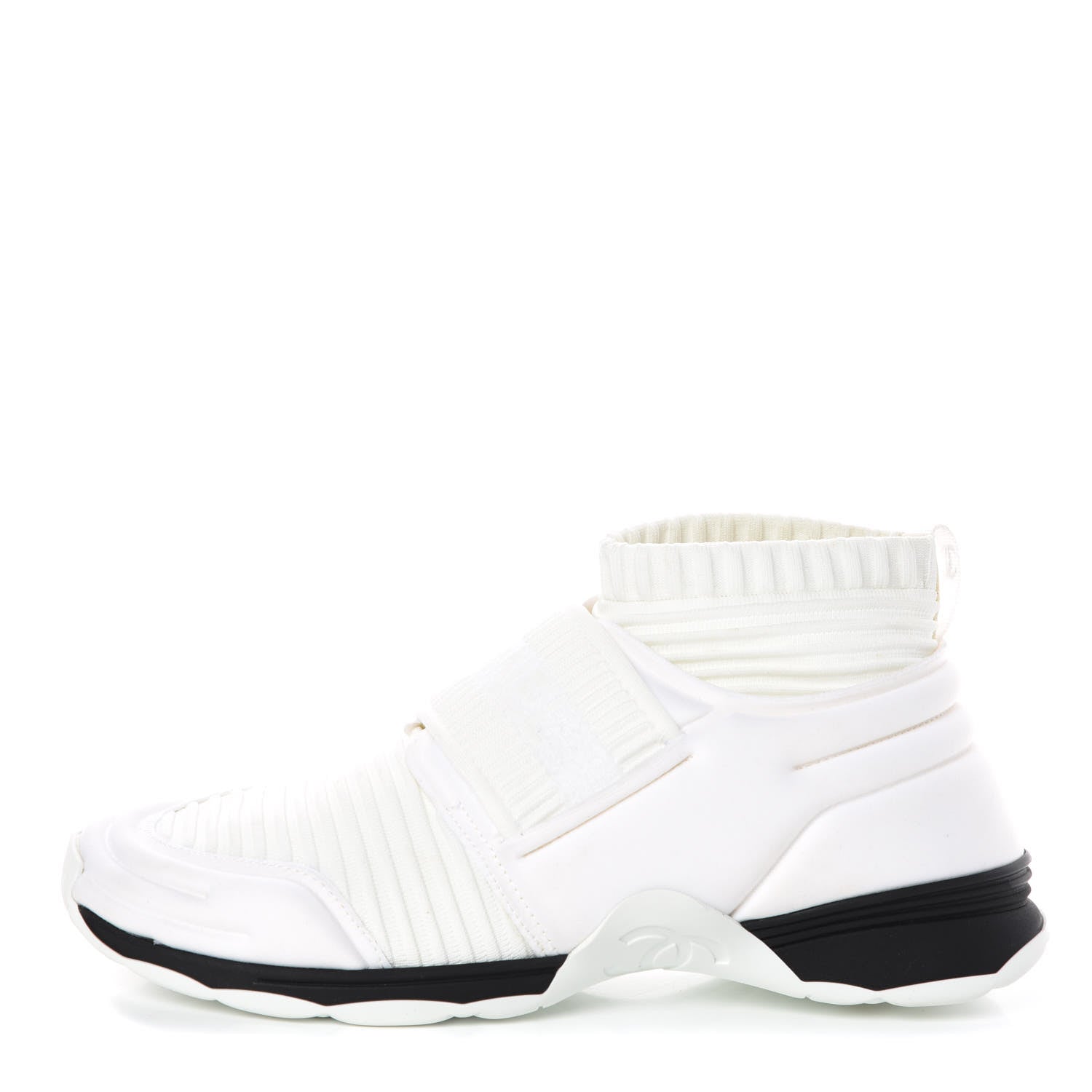 Chanel Stretch Fabric CC Sneakers 38 White 1 of 7