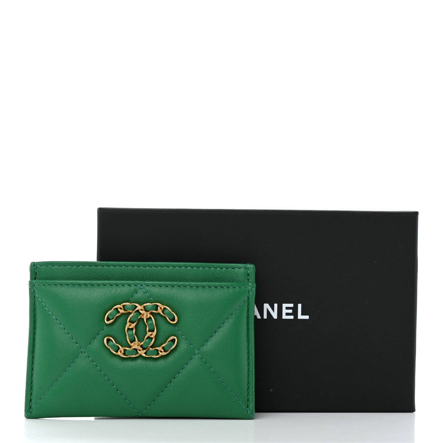 Chanel Lambskin Quilted Chanel 19 Card Holder Green 11 of 11