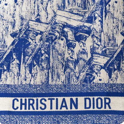 Christian Dior Canvas Print Cruise Tote Ivory Blue 10 of 11