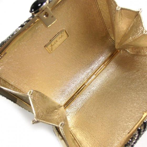 Swarovski Crystal Paisley Minaudiere Clutch Gold