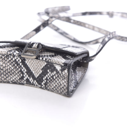 Balenciaga Shiny Calfskin Python Effect Hourglass Top Handle Bag Mini Black White 9 of 10