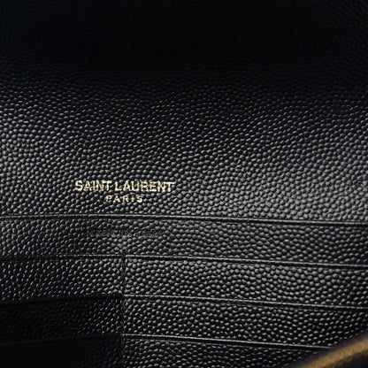 Saint Laurent Grain De Poudre Matelasse Chevron Monogram Flap Wallet Black 5 of 5