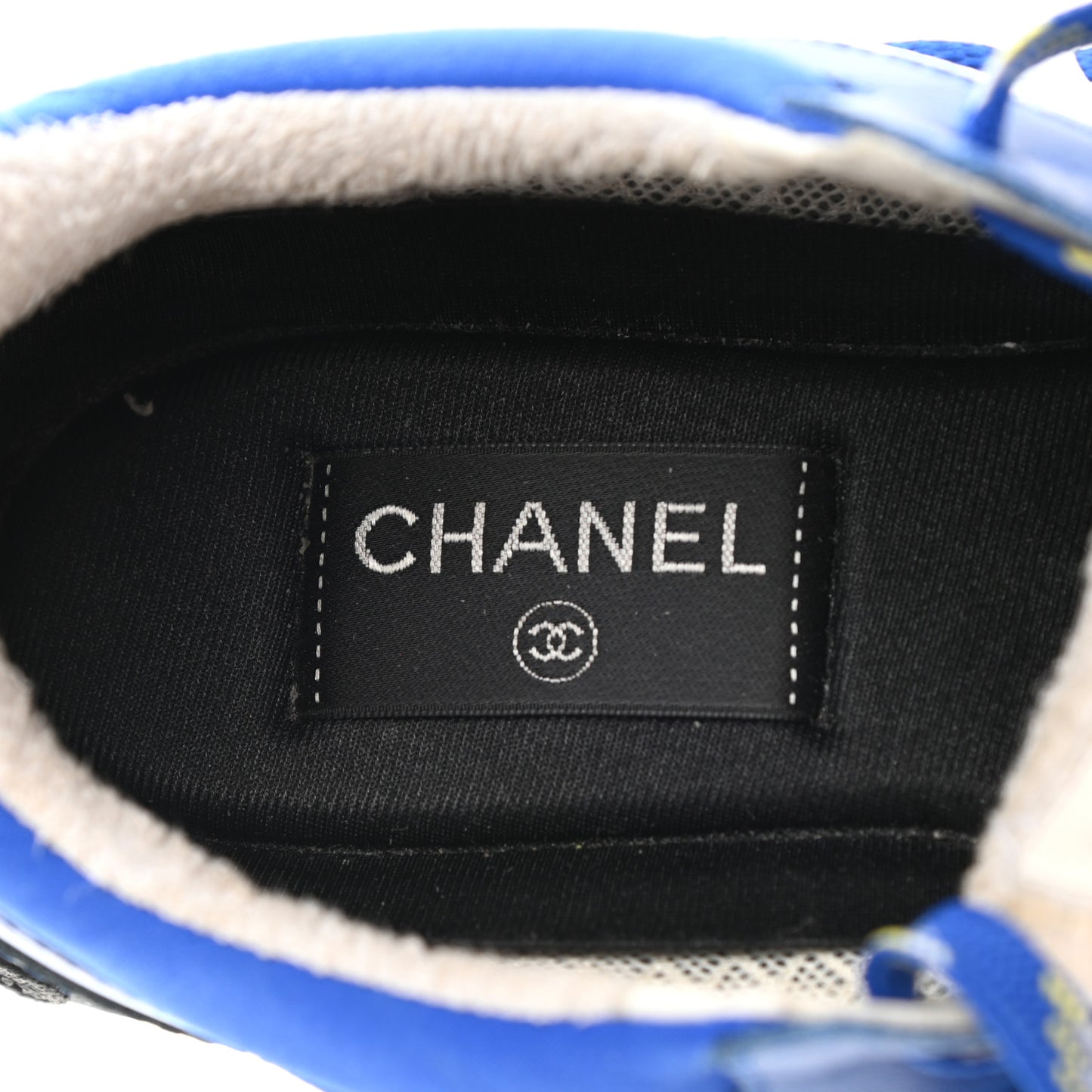 Calfskin Mesh Lycra Womens Logo Sneakers 39 Royal Blue