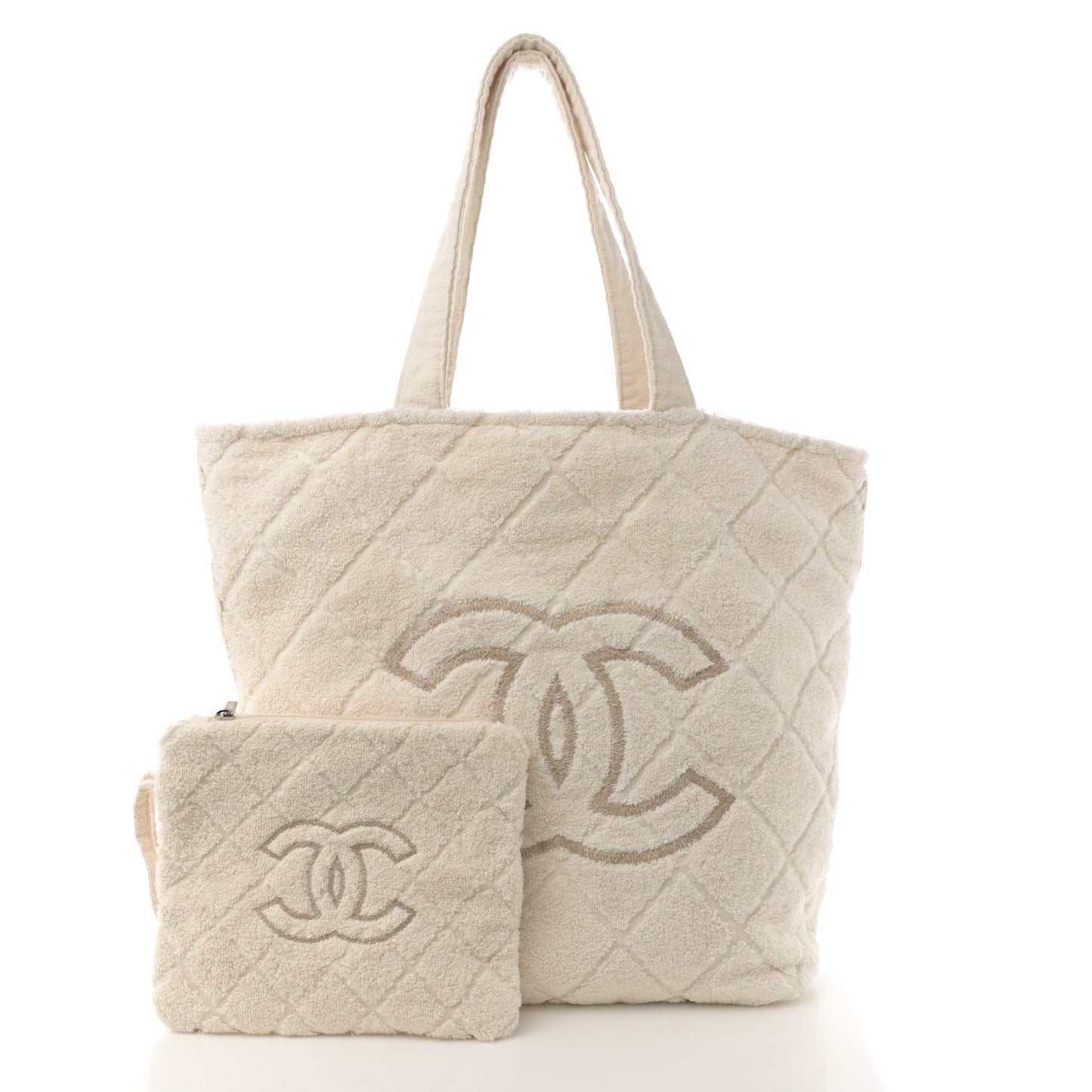 Terry Cotton CC Beach Tote Towel Set Ivory