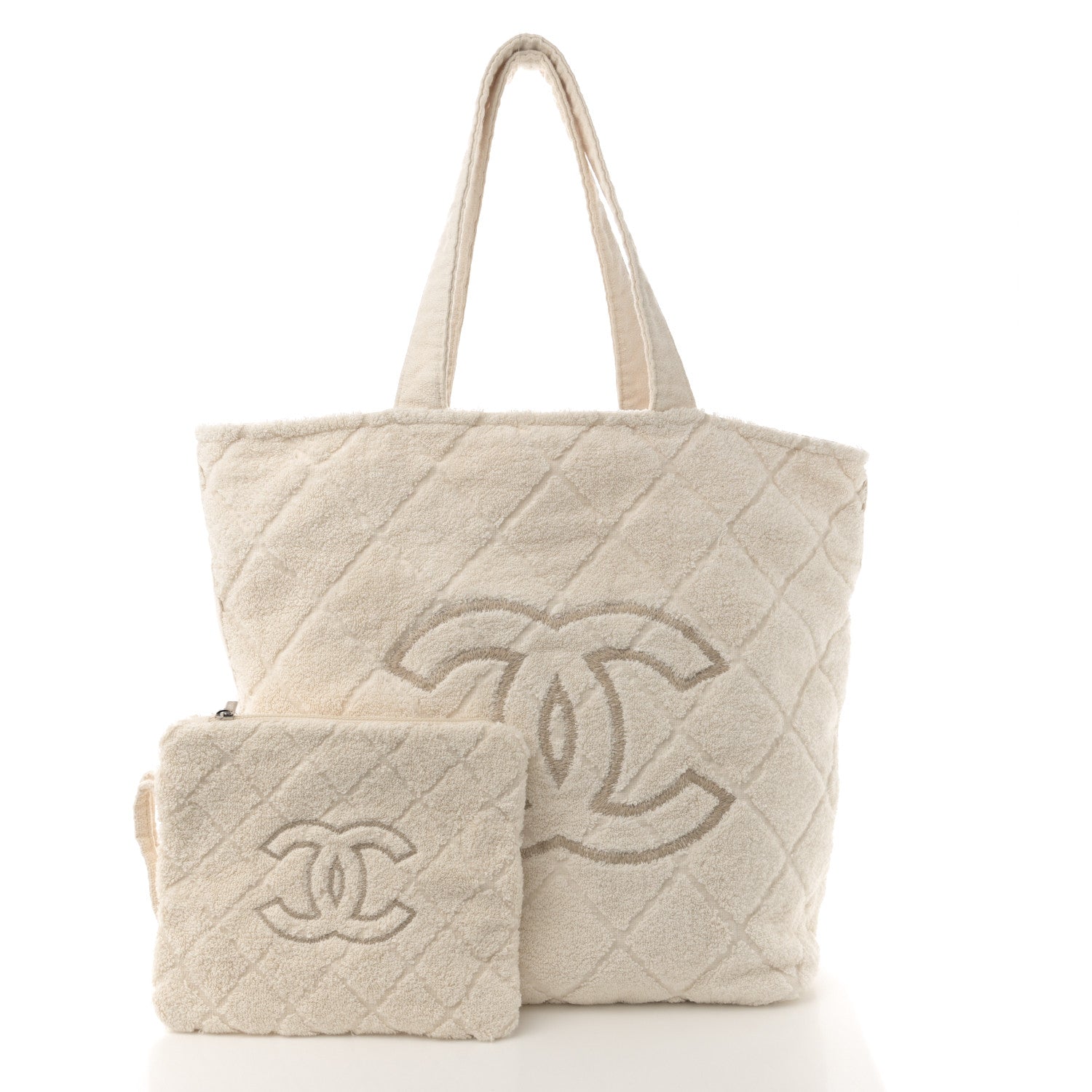 Chanel Terry Cotton CC Beach Tote Towel Set Ivory 4 of 11