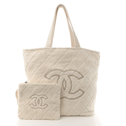 Chanel Terry Cotton CC Beach Tote Towel Set Ivory 4 of 11